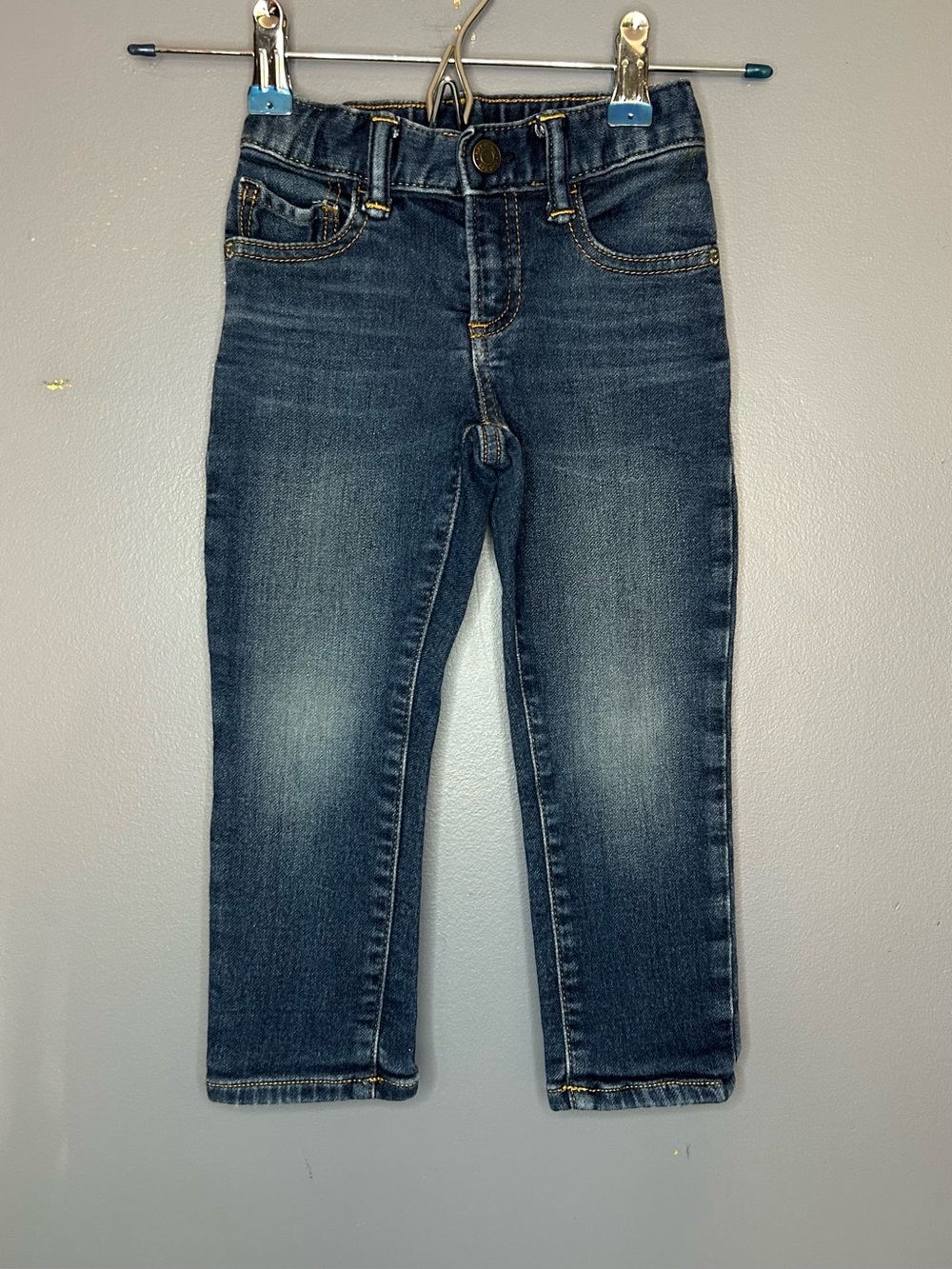 Gap Slim Fit Jeans Toddler 3T Blue Dark Wash Adjustable Waist Stretch Denim‎